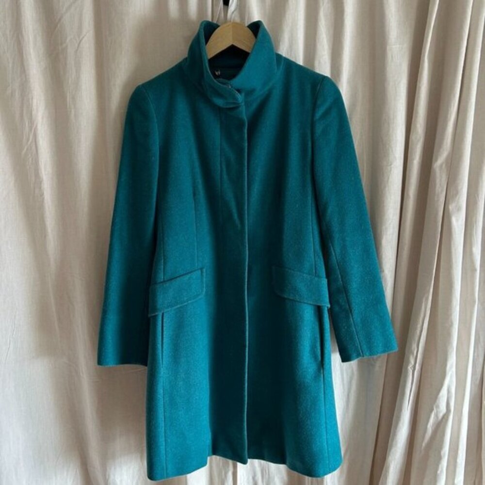 Weekend Maxmara Turquoise Wool Pea Coat 4 - Picture 1 of 9